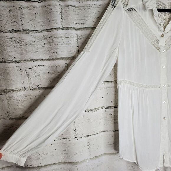 Free People Wild Wind white lace blouse small - Picture 3 of 10
